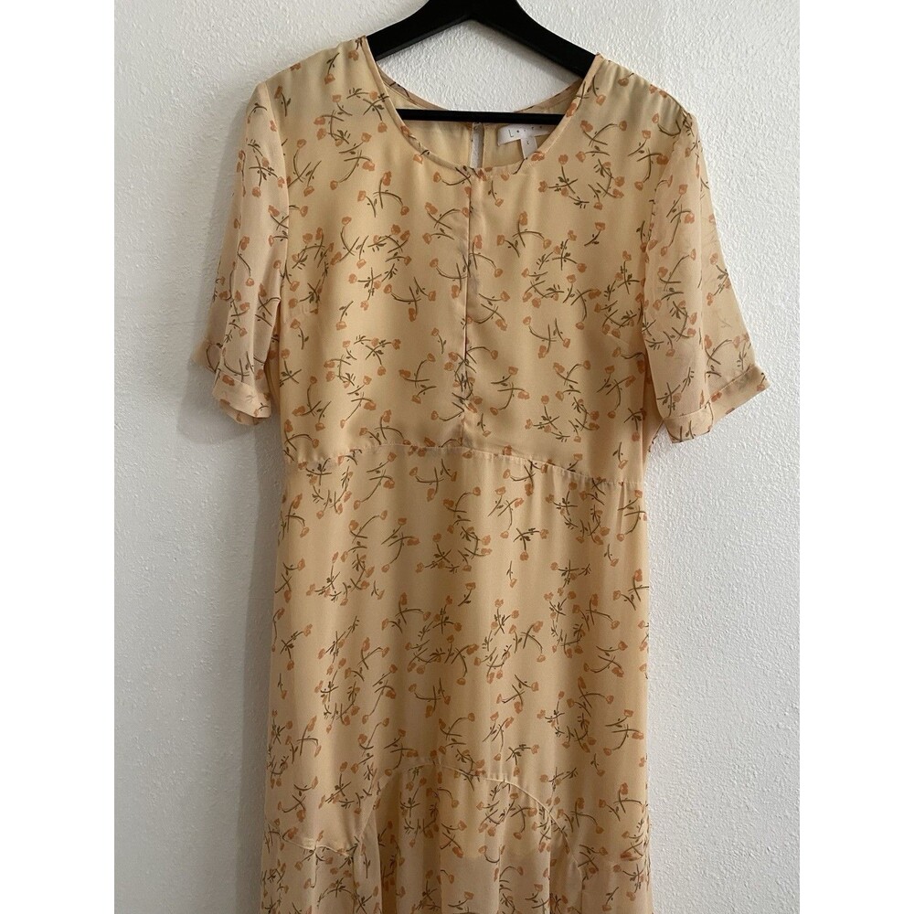 Leith Fairy Dress L Short Sleeve Coquette Cottage Pastel Chiffon Delicate H5